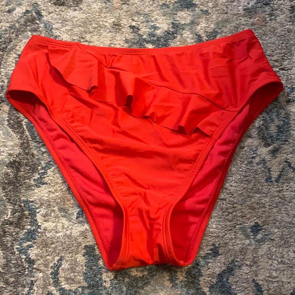 Red high waist bikini bottom